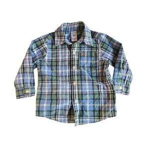 ✅4/25$✅ Carter's 18 months baby plaid long sleeves shirt green blue chic‎ boys